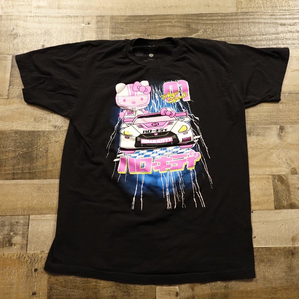 Hello‎ Kitty Tokyo Speed Graphic Tee – Adult Size L (42/44) Unisex Black
